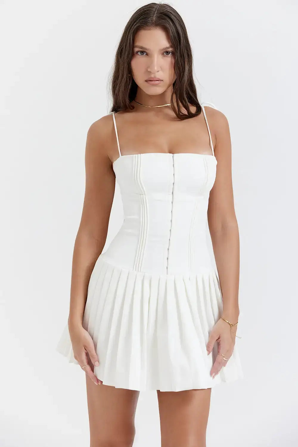 White Pleated Dress - Lunara