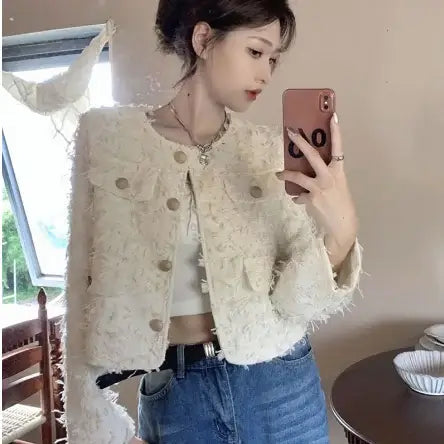 Retro Crochet Flower Tassel Cardigan - Lunara